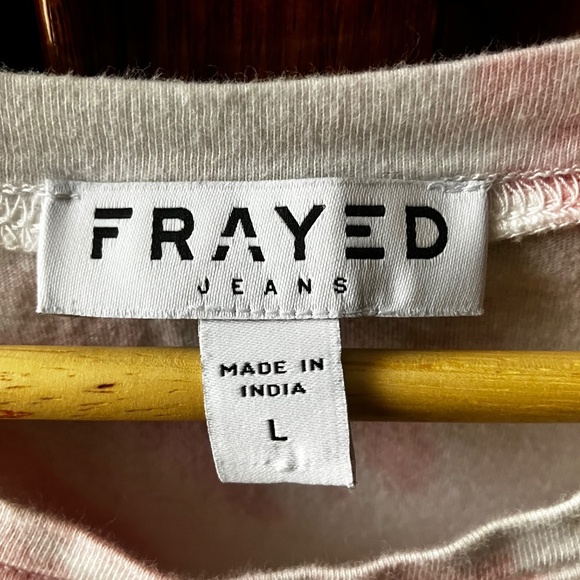 Frayed Jeans Women's Lace-up Front Tie Dye Short Sleeve Crew Neck Top - Size L - Picture 4 of 7